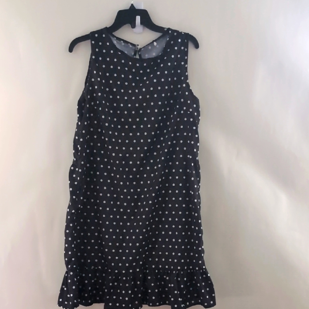 Polka Dot Sleeveless Dress - Black and White Ruffle Size XL